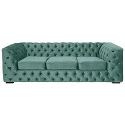 Chesterfield-Sofa "Kalina", grün, B:230cm H:67cm T:98cm, GUIDO MARIA KRETSCHMER HOME & LIVING, Sofas, klassische Chesterfield-Knopfheftung, sehr hochwertige Verarbeitung
