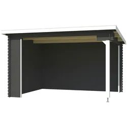 Gartenhaus LASITA MAJA "Unterstand/Lounge Buffalo 380", grau (carbongrau), ohne Dacheindeckung, Holz, Gartenhäuser, Unterstand / Lounge 28mm, Fundamentmass 3800x2750, Carbongrau