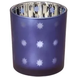 EDZARD SALE Teelicht Teelichtglas Teelichthalter Domo, blau / silber, Sternchen-Motiv, Höhe 8 cm