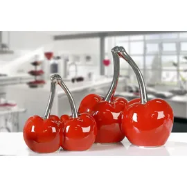 Casablanca modernes Design Casablanca 36439 Skulptur - Dekoobjekt - Kirsche - Double Cherry - Keramik - rot/Silber 16 x 16 cm