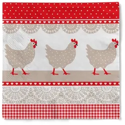 Serviette "Debby" (Hennen) aus Tissue 33 x 33 cm, 20 Stück