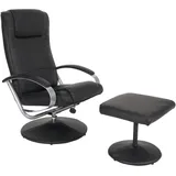 Mendler Relaxsessel N44 Kunstleder 80 x 100 x 80 cm Schwarz mit Hocker