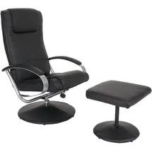 Mendler Relaxsessel N44 Kunstleder 80 x 100 x 80 cm Schwarz mit Hocker
