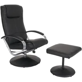 Mendler Relaxsessel N44 Kunstleder 80 x 100 x 80 cm Schwarz mit Hocker