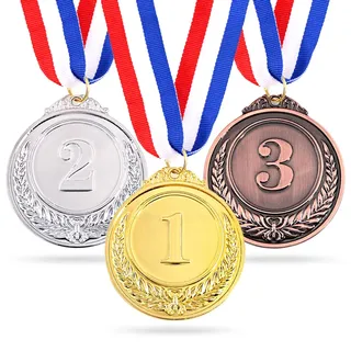 Swpeet Medaillen mit Band, Gewinnermedaillen im olympischen Stil, für Veranstaltungen, Klassenzimmer, Bürospiele und Sport, 3 Stück, 3 Stück