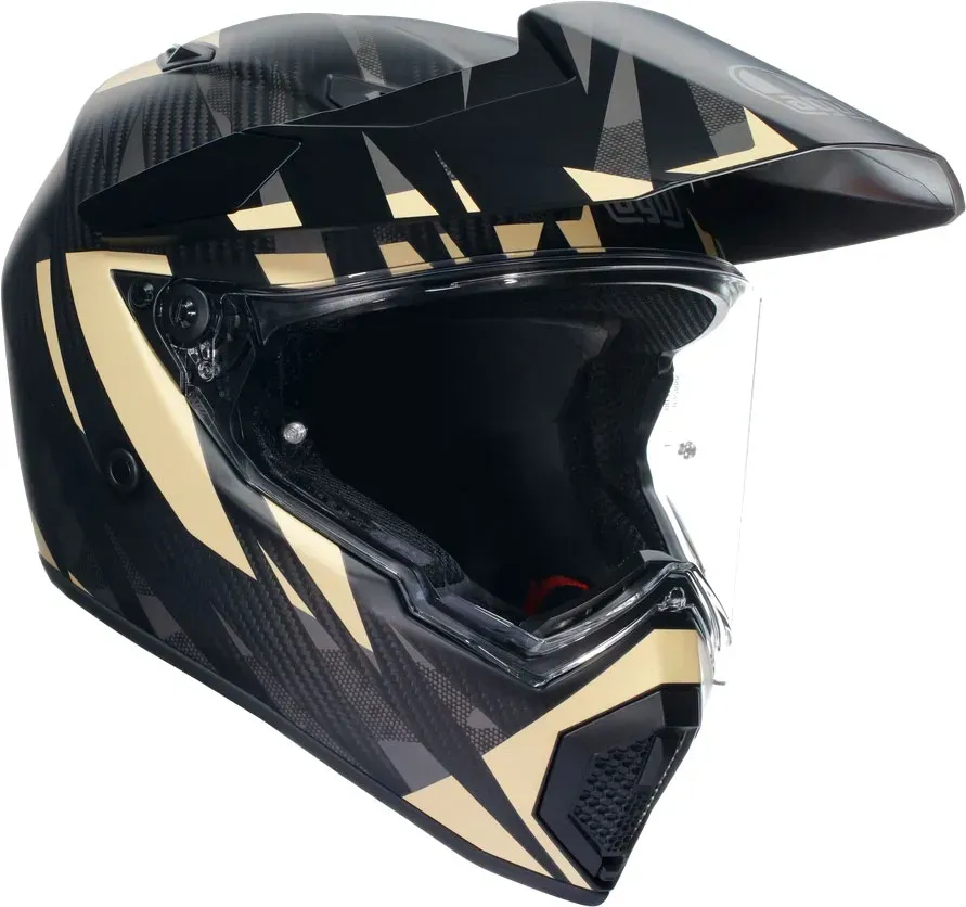 AGV AX9 Carbon Steppa, casque d aventure - Mat Gris Foncé/Gris/Beige - XL