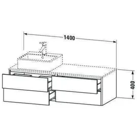 Duravit XSquare Waschtischunterbau wandhängend XS4913, 4 Schubkästen, 1400 x 548mm × 40 × 54,8 cm,