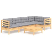 vidaXL Garten-Lounge-Set 6-tlg. grau Kiefernholz