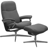 Stressless Stressless® Relaxsessel »Garda«, mit Cross Base, Größe M & L, Holzakzent Schwarz grau