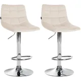 CLP Barhocker Jerry Samt 2er Set höhenverstellbar drehbar Creme