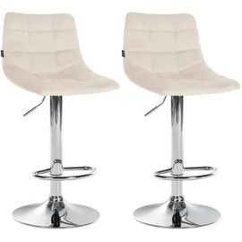 CLP Barhocker Jerry Samt 2er Set höhenverstellbar drehbar Creme