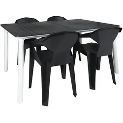 Resol garbar NOA160-DELTA Stuhl-Tisch Indoor, Outdoor Set 4+1 Weiß/Asche - Asche