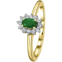 Diamantring ONE ELEMENT "0,15 ct Diamant Brillant Smaragd Ring aus 585 Gelbgold" Gr. 50, gold, Fingerringe, Damen, 50,mit Diamant, Gelbgold 585-Diamanten, Gelbgold 585, Diamanten, Damen Gold Schmuck