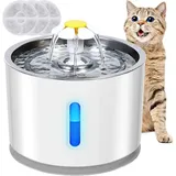 2,4-liter-trinkbrunnen Für Katzen Und Hunde, Geräuschloser Katzentrinkbrunnen Mit Led-wasserstandsanzeige Und 3 Aktivkohlefiltern