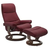 STRESSLESS Sessel mit Hocker View Classic Leder Rot Batick Bordeaux M (Medium)