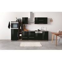 Kochstation Küchenzeile »KS-Samos«, mit E-Geräten, Breite 310 cm, schwarz