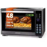 Heinrich ́s Multibackofen, Minibackofen mit 48L Volumen, mit Umluft, inkl. 8h Timer, Innenraumbeleuchtung, einstellbar zwischen 100-230 °C, mit Touch-Bedienung, inkl. Zubehör, schwarz, 2000W