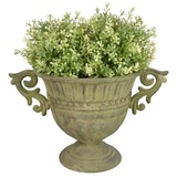 Esschert Design Pflanzkübel Aged Metal Grün Vase rund S 36,2 x 24,5 x 21,5 cm