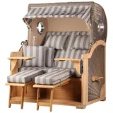 bene living bene,iving Strandkorb Komplettset Königssee Teak Bullauge PE Grau Modell 537