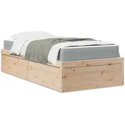 Bett mit Matratze 90x190 cm aus massivem Kiefernholz
