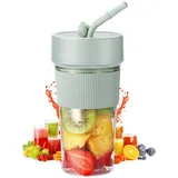 Tragbarer Mixer für Smoothie Maker, 350ml Smoothie Maker to go Typ-C Tragbarer Persönlicher Mixer BPA-Free, Mini-Mixer mit 6 Klingen für Saft Babynahrung Reisen (Grün)