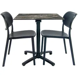 Restootab Terrassenset Klapptisch Diabolo - 2 Stühle - Modell Marmor Royal