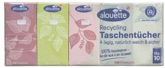 15x10 Recycling-Taschentücher weiß, alouette