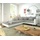 DeLife Ecksofa Clovis Weiss Hellgrau Hocker Armlehne Ottomane Links Modulsofa