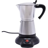 300ml Elektrische Kaffeemaschine mit Basis Espressokocher Mokka Kanne (silber) für 6 Espressotassen - Schwarz