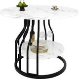 Runder Esstisch (80×80×76cm), runder Couchtisch für 4 Personen, kleine runde Platte in der Mitte zur Aufbewahrung, geeignet für Esszimmer, Wohn... - Schwarz
