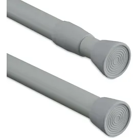 Relaxdays Teleskopstange, 150–280 cm, Klemmstange für Duschvorhang, Gardine, Türrahmen, Edelstahl, ohne Bohren, grau