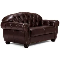Woodkings Woodkings® Chesterfield Hereford 2-Sitzer Echtleder braun Couch Bürosofa Polstermöbel 2er antik Unikat Herrenzimmer englisches Ledersofa Stilsofa Clubsofa