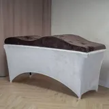 Untitled Wave Matratze (Curved Topper) mit Memory Foam 190x70 für Kosmetikliege, Massageliege, mit Bezug aus Velours | für Wimpernverlängerungen, PMU - Dunkelbraun