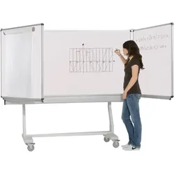Whiteboard Federzugtafel aus Stahl, weiß