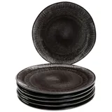 Mambocat 6er Set Dessert- Kuchenteller Zakynthos Reactive Glaze Schwarz Ø 24321870