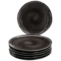 Mambocat 6er Set Dessert- Kuchenteller Zakynthos Reactive Glaze Schwarz Ø 24321870