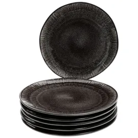 Mambocat 6er Set Dessert- Kuchenteller Zakynthos Reactive Glaze Schwarz Ø 24321870