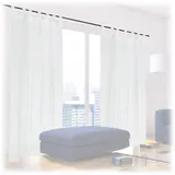 Relaxdays Gardinen 2er Set, HxB: 225x140 cm, halbtransparente Vorhänge, Wohn- & Schlafzimmer, Schlaufengardinen, weiß