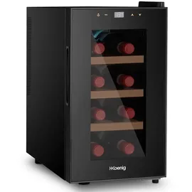 h.koenig AGE8 Weinkühlschrank / 8 Flaschen/Temperatur von 11°C bis 18°C/LED-Temperaturanzeige/Holzlagerböden, Schwarz....