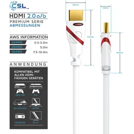 CSL 8k HDMI Kabel 2.1, 4K Ultra HD, UHD, Full HD, 3D, ARC, High Speed mit Ethernet, hdmi Typ A - 3m