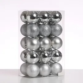 MARELIDA Christbaumkugeln Weihnachtskugeln bruchfest 6cm silber 30 Stück