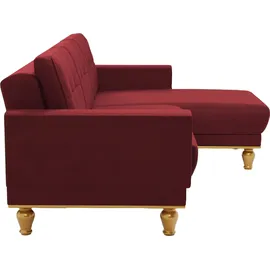 sit&more Ecksofa SIT & MORE "Orient 5 L-Form", rot, B:279cm H:90cm T:167cm, 100% Polyester, Sofas, Ecksofa, mit Strass-Stein, wahlweise mit Bettfunktion und Bettkasten