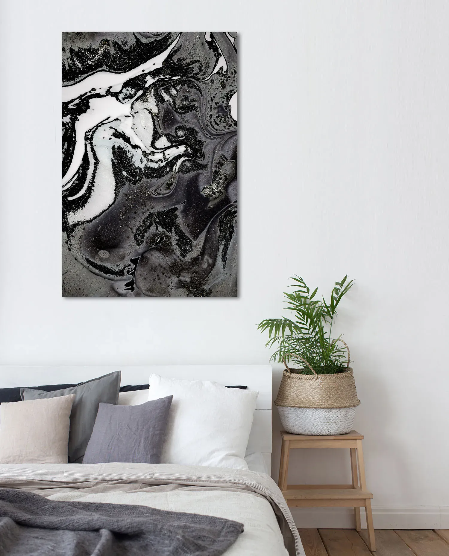 Acrylglasbild QUEENCE "Abstrakte Kunst", schwarz (farbe bild(er): schwarz), B:50cm H:75cm T:2,4cm, Bilder, Acrylglasbild, in Marmor-Optik