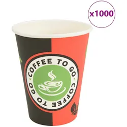 DELUKE® Coffee To Go Pappbecher 1000 Stück - 300ml Einwegbecher Kaffeebecher To Go Getränkebecher Pappe Becher Einweg Teebecher Partybecher