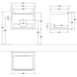 Villeroy & Boch Waschtischunterschrank 1 Auszug 58,7 x 42,0 x 45,4 cm Braun