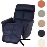 Mendler Relaxsessel HWC-L10 Leder 76 x 110 x 76 cm Blau drehbar mit Liegefunktion