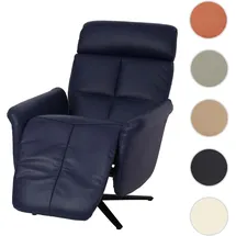 Mendler Relaxsessel HWC-L10 Leder 76 x 110 x 76 cm Blau drehbar mit Liegefunktion