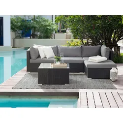 Lounge Set SANO PE Rattan Schwarz Rechtsseitig