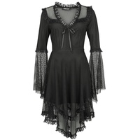 Jawbreaker - Rockabilly Kleid knielang - Fishnet Flared Dress - XS bis XL - für Damen - Größe XS - schwarz - XS