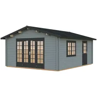 Palmako Gartenhaus Irene 23,9 m2 - 44 mm hellgrau/anthrazit